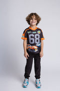 Hot Wheels Mesh V-neck T-Shirt and French Terry Jogger Pants Outfit Set