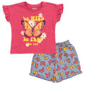 imagikids Butterfly Girls T-Shirt and Chambray Shorts Outfit Set Toddler to Big Kid Sizes