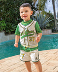 John Deere Rash Guard and Swim Trunks UPF 50+ Outfit Set