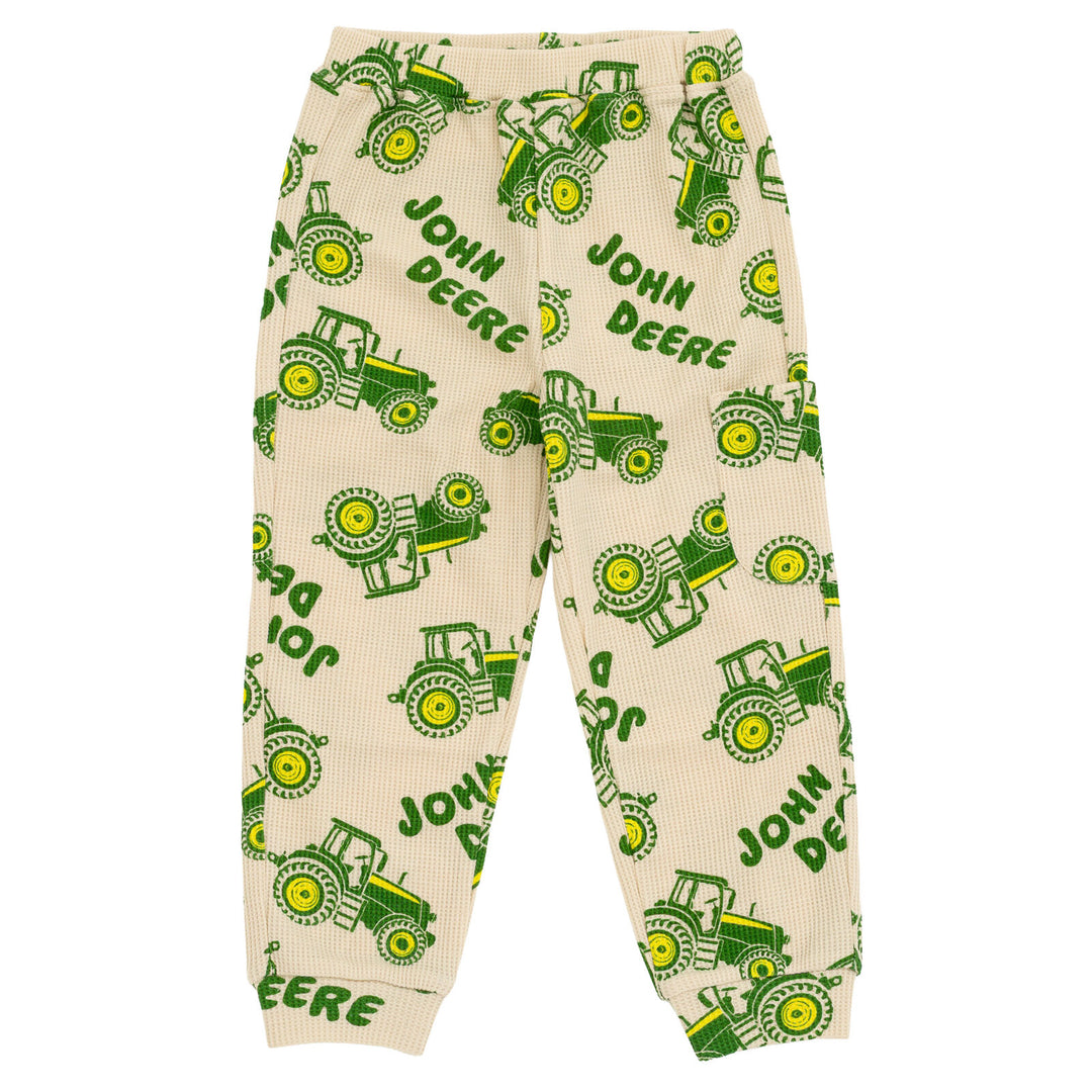 John Deere Tractor Waffle Knit Henley Hoodie and Jogger Pants Outfit Set Newborn to Little Kid – imagikids