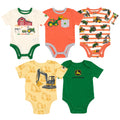 John Deere Truck Baby 5 Pack Henley Bodysuits Newborn to Infant