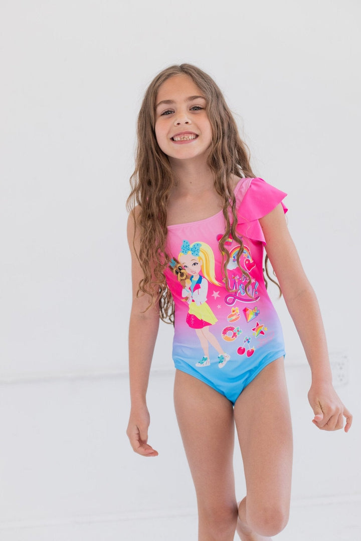 JoJo Siwa One Piece Bathing Suit Rash Guard Tankini Top and Bikini Bottom 4 Swimsuit Set - imagikids