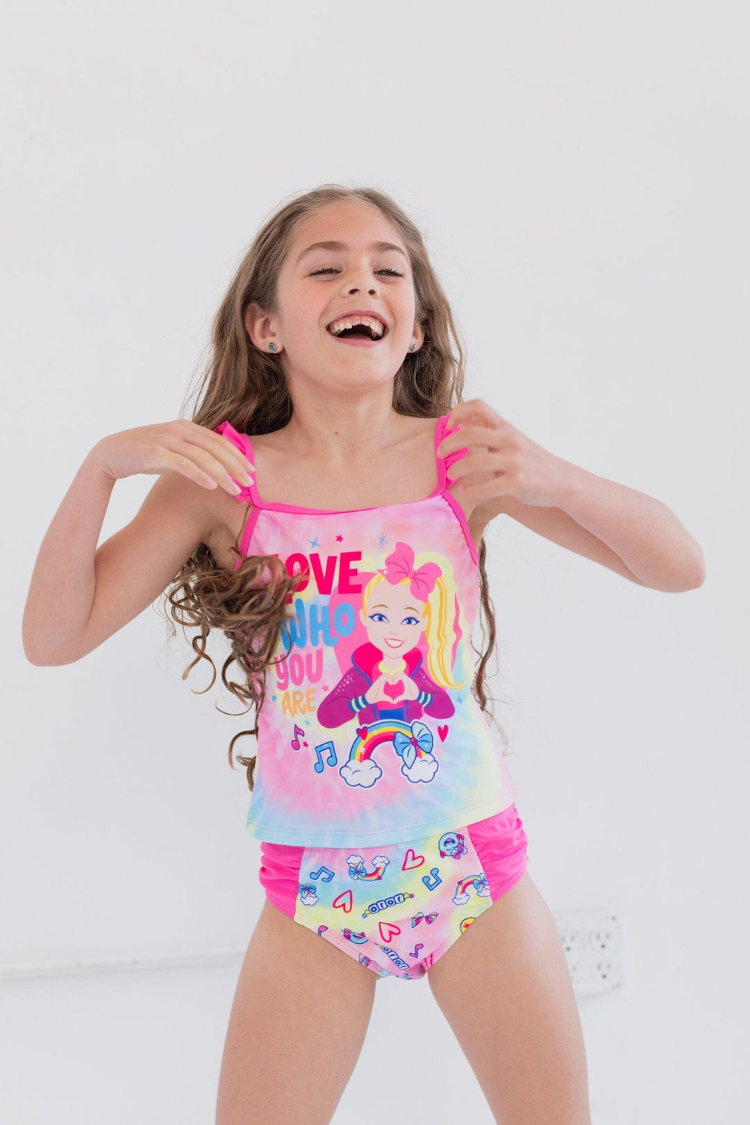 JoJo Siwa One Piece Bathing Suit Rash Guard Tankini Top and Bikini Bottom 4 Swimsuit Set - imagikids