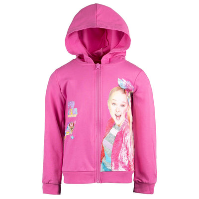 JoJo Siwa Zip Up French Terry Hoodie T-Shirt and Leggings 3 Piece Outfit Set - imagikids
