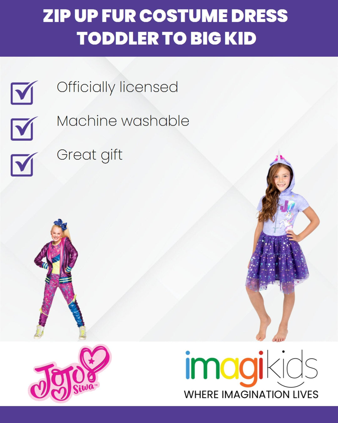 JoJo Siwa Zip Up Fur Costume Dress - imagikids