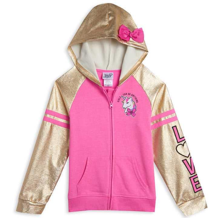 Jojo Siwa sudadera con cremallera y bolsillos con lazo