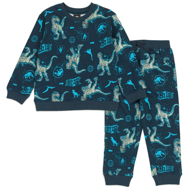 Jurassic World Jurassic Park Blue (Dinosaur) French Terry Sweatshirt and Jogger Pants Set - imagikids