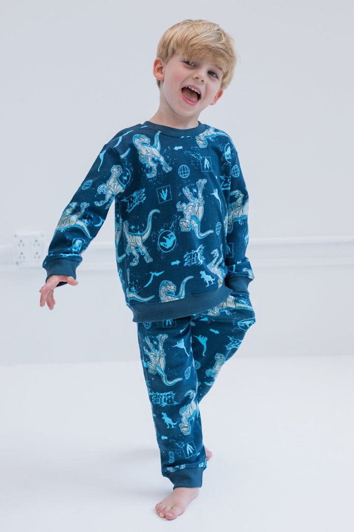 Jurassic World Jurassic Park Blue (Dinosaur) French Terry Sweatshirt and Jogger Pants Set - imagikids