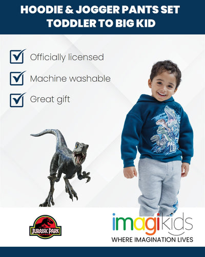 Jurassic World Jurassic Park Fleece Pullover Hoodie and Jogger Pants Outfit Set - imagikids