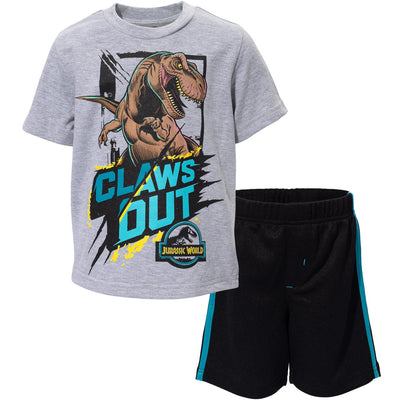 Jurassic World Jurassic World Dinosaur Athletic T-Shirt and Mesh Shorts Outfit Set - imagikids