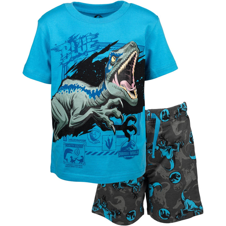 Jurassic World Jurassic World Dinosaur Blue (Dinosaur) T-Shirt and French Terry Shorts Outfit Set - imagikids