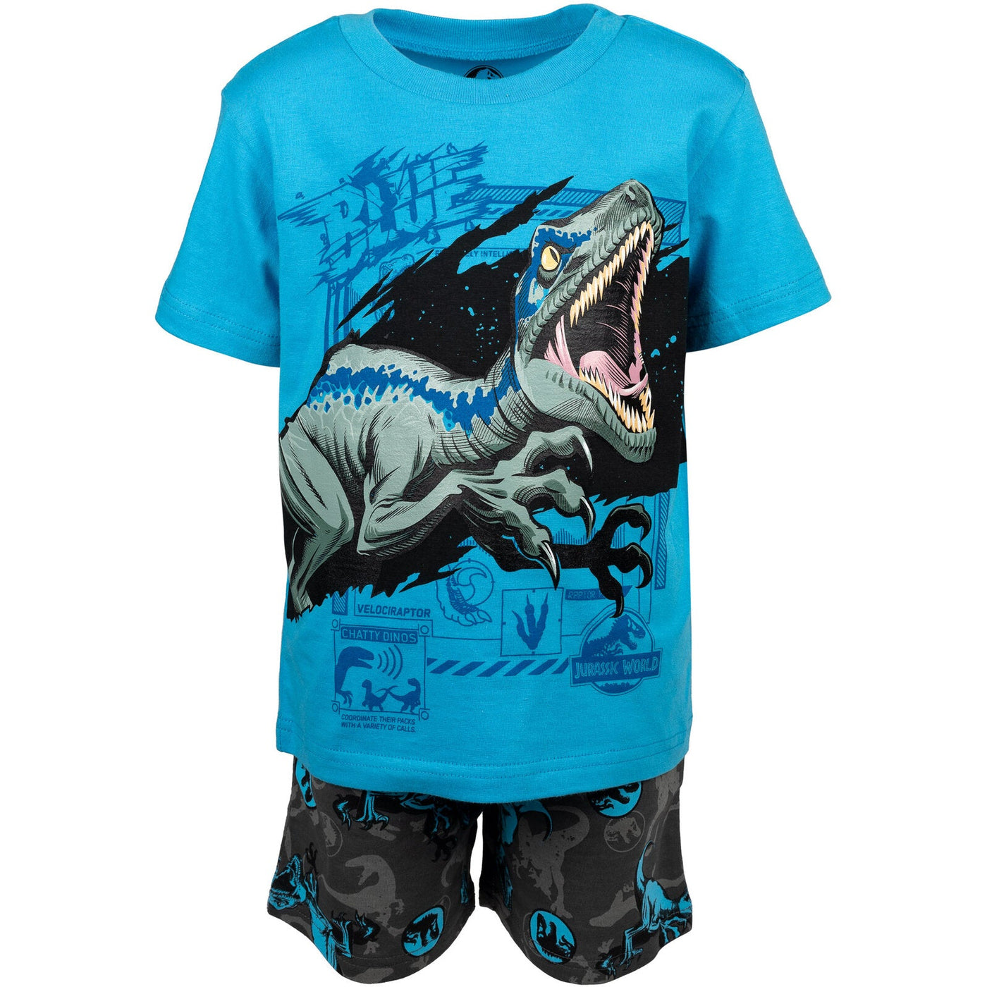 Jurassic World Jurassic World Dinosaur Blue (Dinosaur) T-Shirt and French Terry Shorts Outfit Set - imagikids