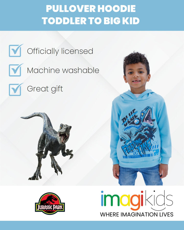 Jurassic World Park Blue (Dinosaur) Fleece Pullover Hoodie - imagikids