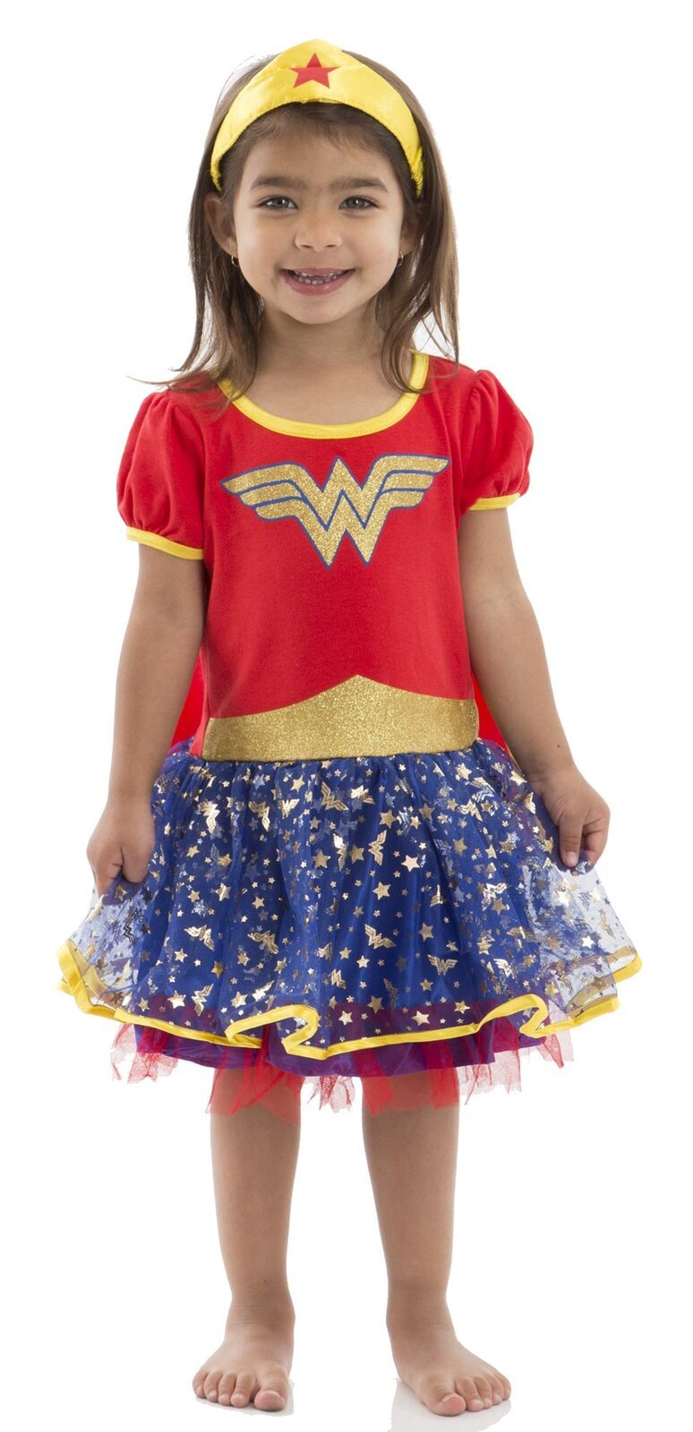Justice League Wonder Woman Cosplay Tulle Costume Dress Cape and Headband 3 Piece Set - imagikids