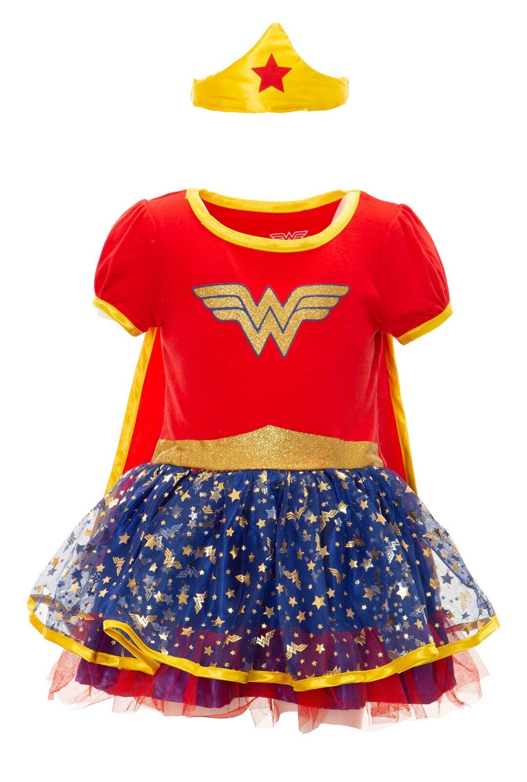 Justice League Wonder Woman Cosplay Tulle Costume Dress Cape and Headband 3 Piece Set - imagikids