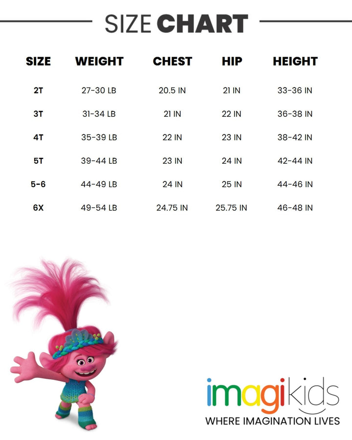 Kindi Kids Kindi Kids Trolls JoJo Siwa TROLLS One Piece Bathing Suit Bikini Top Rash Guard Skirt and Bottom 5 Swimsuit Set - imagikids