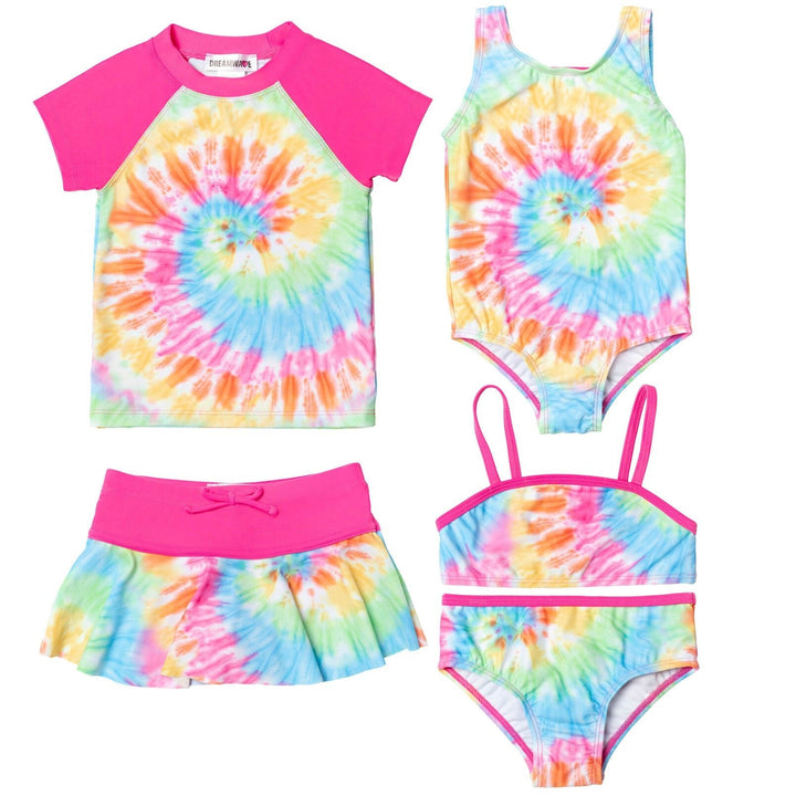 Kindi Kids Kindi Kids Trolls JoJo Siwa TROLLS One Piece Bathing Suit Bikini Top Rash Guard Skirt and Bottom 5 Swimsuit Set - imagikids