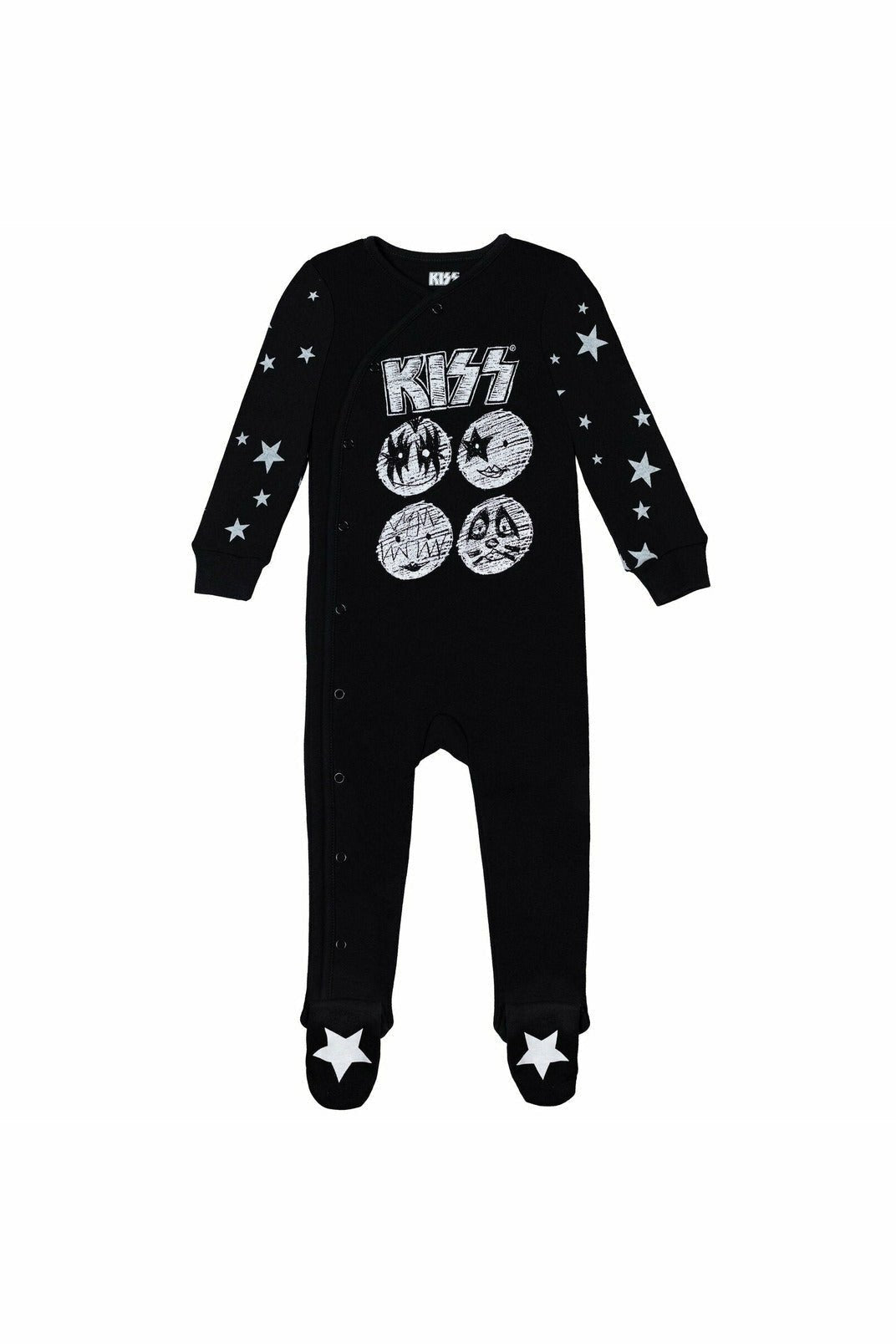 KISS Rock Band 4 Piece Outfit Set: Sleep N' Play Coverall Bodysuit Shorts Bib - imagikids