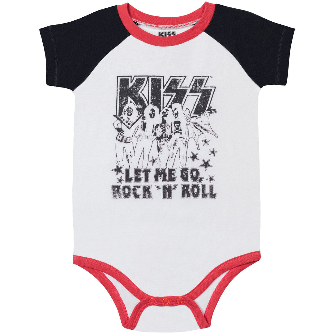 KISS Rock Band Conjunto de 4 piezas: Sleep N' Play Overol Body Shorts Bib