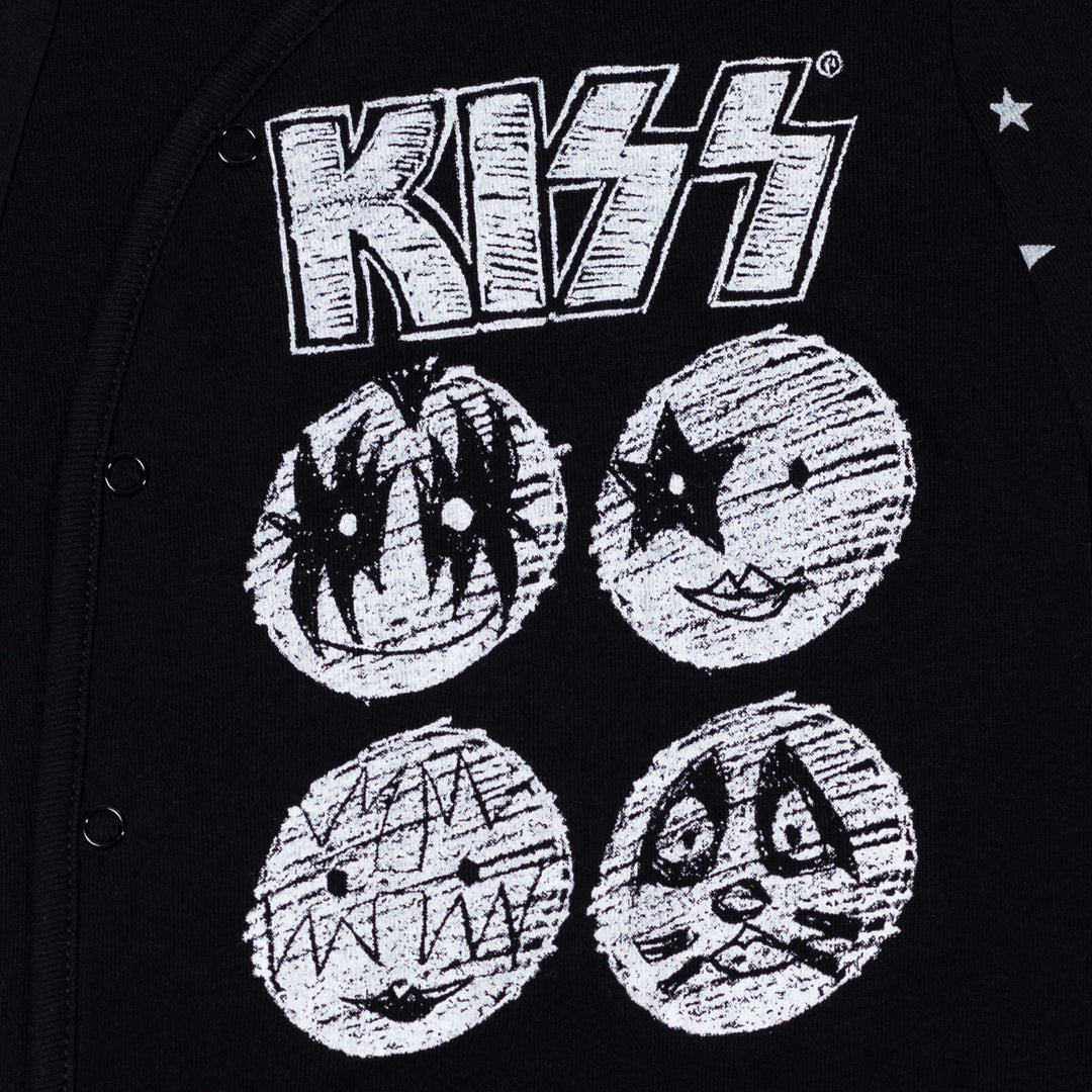 KISS Rock Band 4 Piece Outfit Set: Sleep N' Play Coverall Bodysuit Shorts Bib