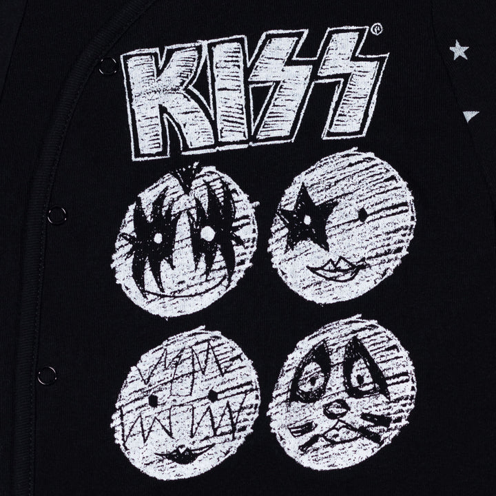 KISS Rock Band Conjunto de 4 piezas: Sleep N' Play Overol Body Shorts Bib