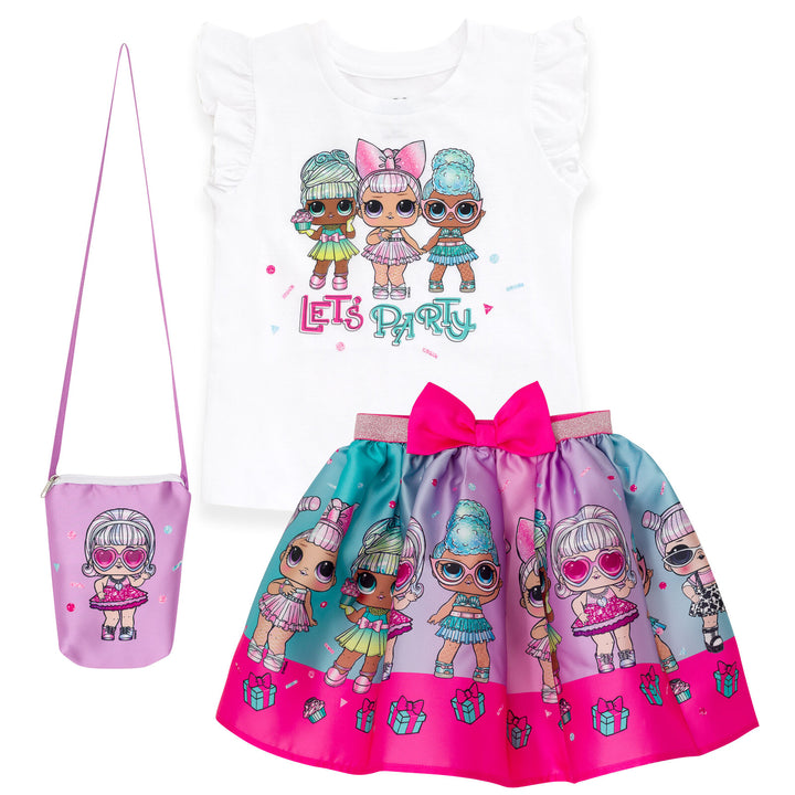 L.O.L. Surprise! T-Shirt Skirt and Bag 3 Piece Outfit Set