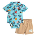 Lilo & Stitch Hawaiian Button-Down Bodysuit and French Terry Shorts Outfit Set