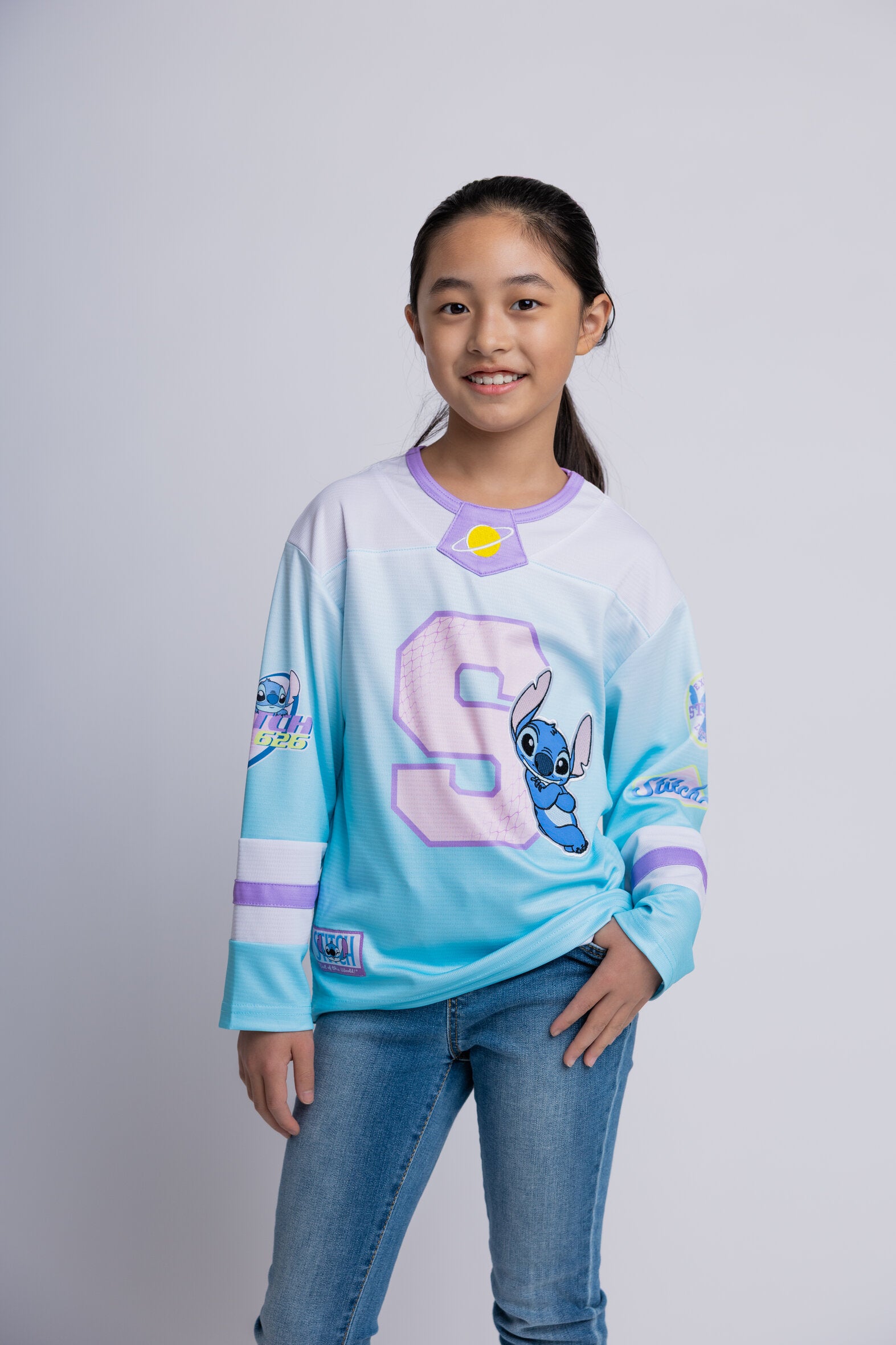 Lilo & Stitch Mesh Hockey Jersey Long Sleeve T-Shirt | FREE Shipping on ...
