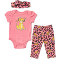 Lion King Simba 3 Piece Outfit Set: Cuddly Bodysuit Fashion Pants Headband