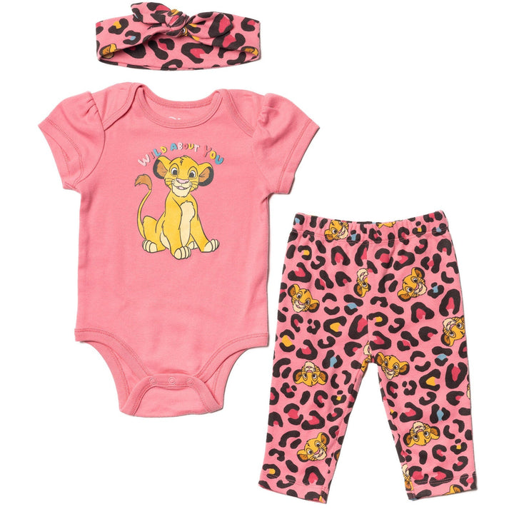 Lion King Simba 3 Piece Outfit Set: Cuddly Bodysuit Fashion Pants Headband - imagikids