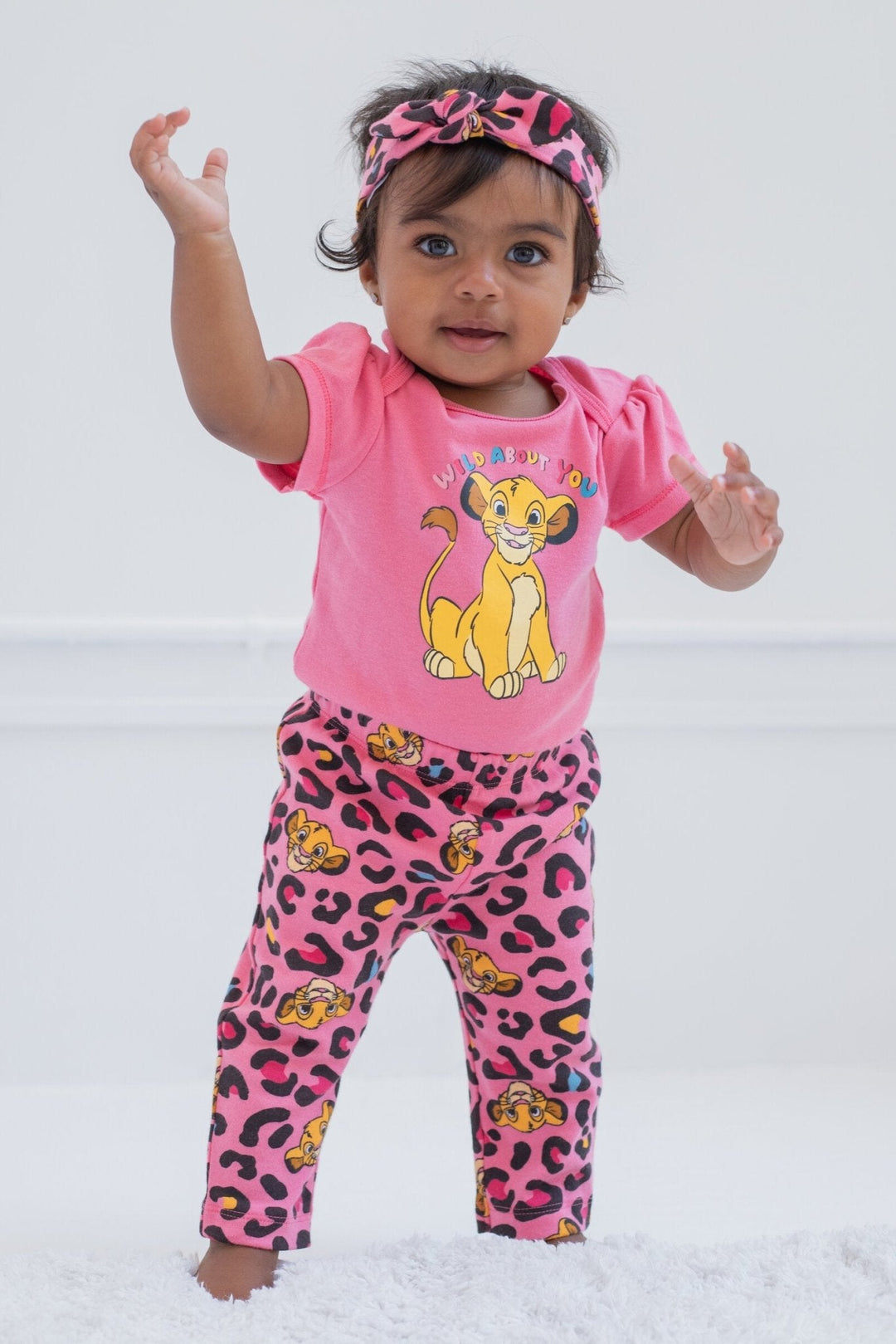 Lion King Simba 3 Piece Outfit Set: Cuddly Bodysuit Fashion Pants Headband - imagikids