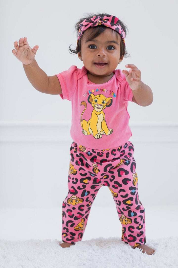 Lion King Simba 3 Piece Outfit Set: Cuddly Bodysuit Fashion Pants Headband - imagikids