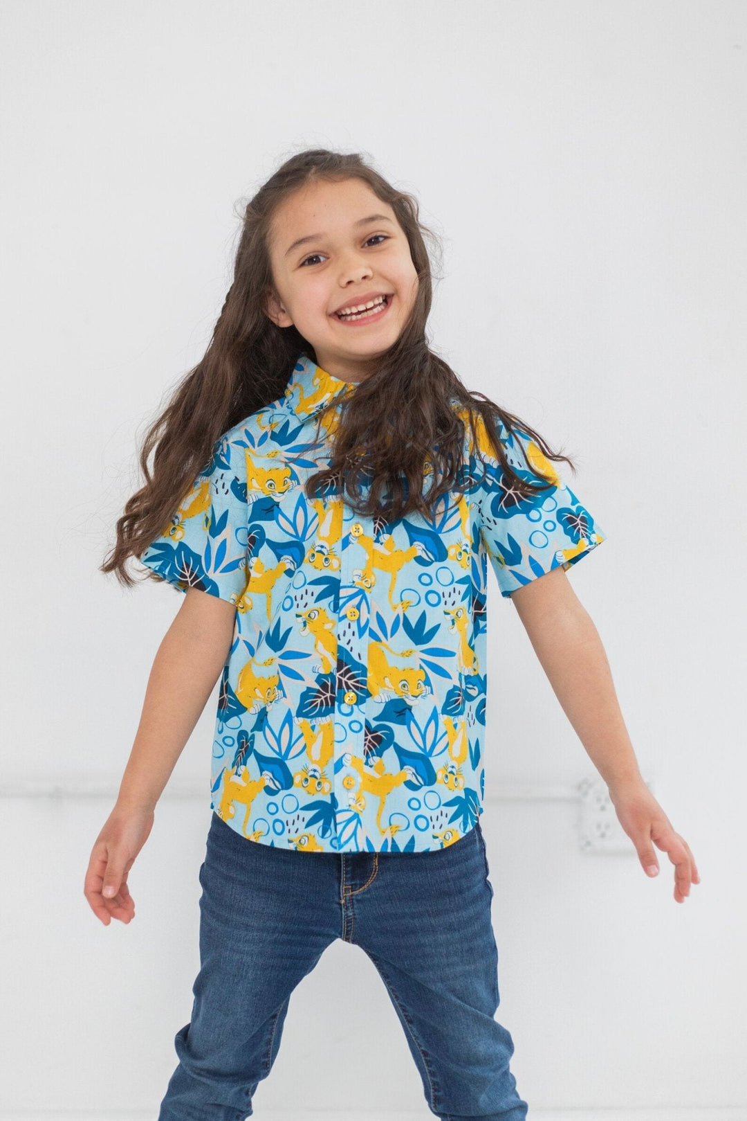 Lion King Simba Short Sleeve Button Down Dress Shirt - imagikids