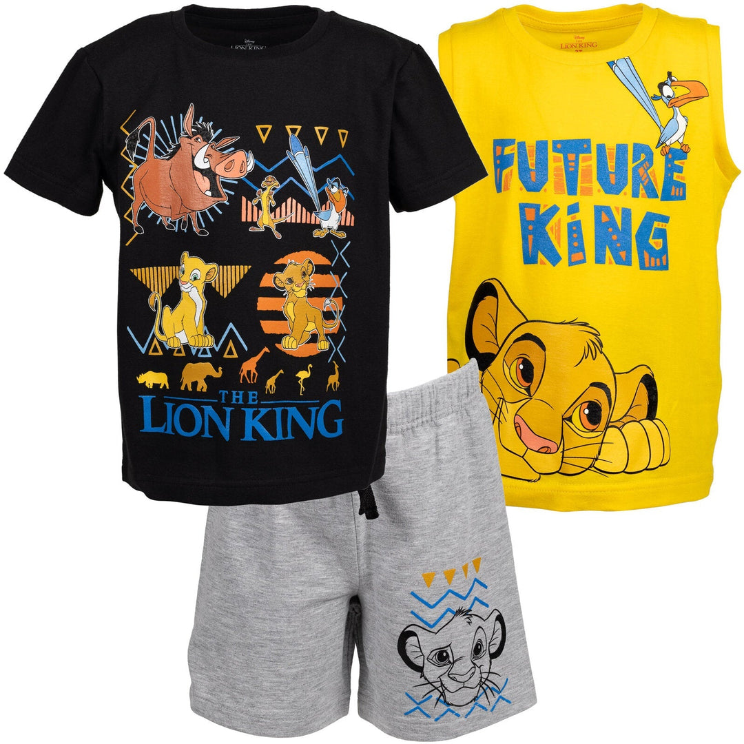 Lion King T-Shirt Tank Top and French Terry Shorts 3 Piece Outfit Set - imagikids