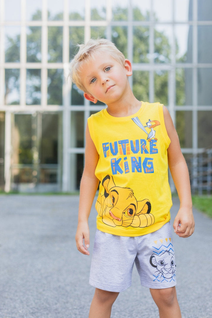 Lion King T-Shirt Tank Top and French Terry Shorts 3 Piece Outfit Set - imagikids