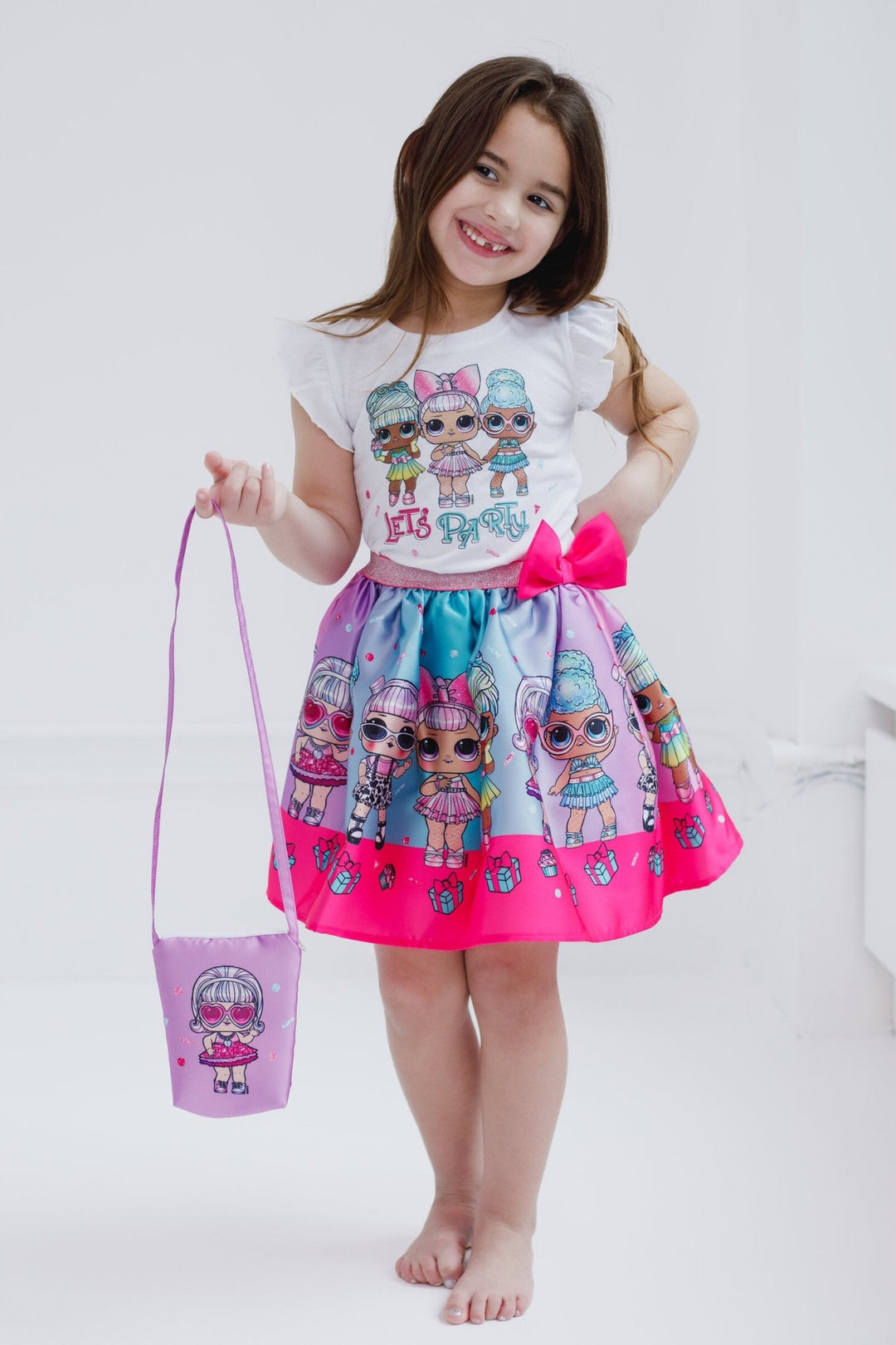 L.O.L. Surprise! Girls T-Shirt Skirt and Bag 3 Piece Outfit Set - Present Surprise L.O.L. Surprise! Girls T-Shirt Skirt and Bag 3 Piece Outfit Set - Present Surprise