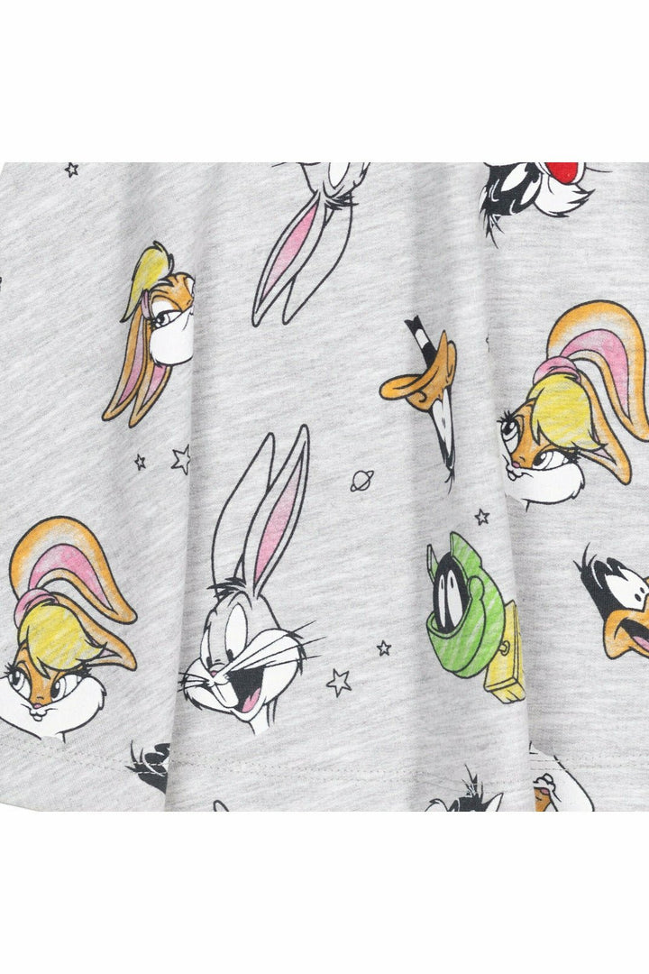 Looney Tunes Space Jam French Terry Short Sleeve Dress with Scrunchy - imagikids