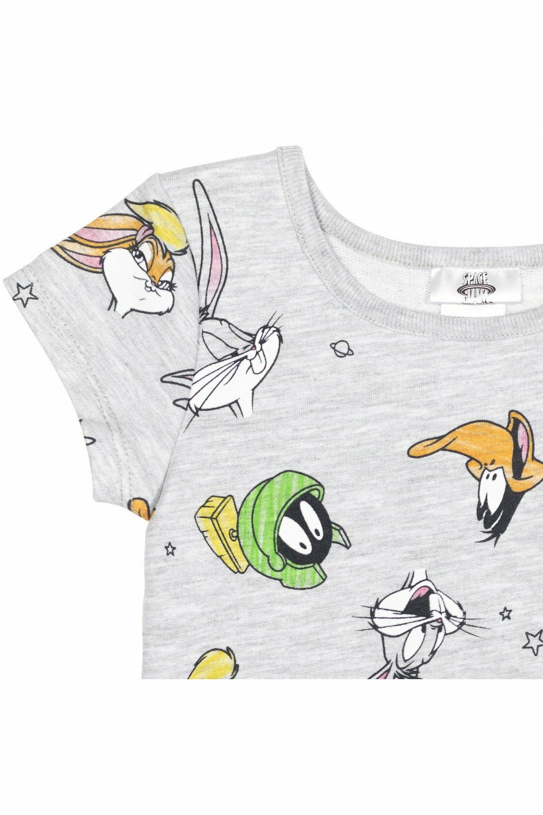 Looney Tunes Space Jam French Terry Short Sleeve Dress with Scrunchy - imagikids