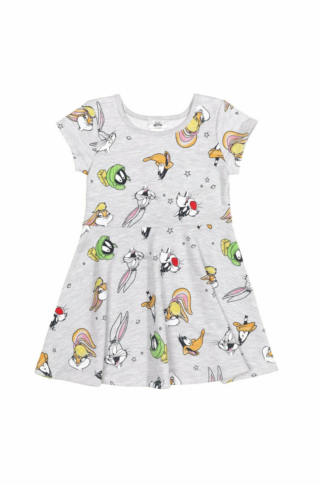 Looney Tunes Space Jam French Terry Short Sleeve Dress with Scrunchy - imagikids