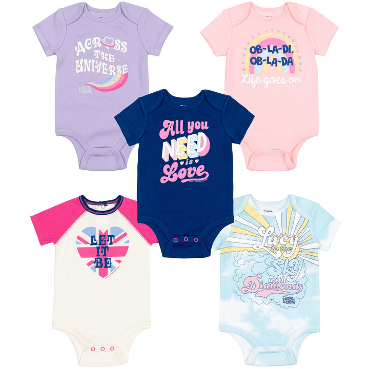 Lyrics by Lennon and McCartney 5 Pack Cuddly Short Sleeve Bodysuits