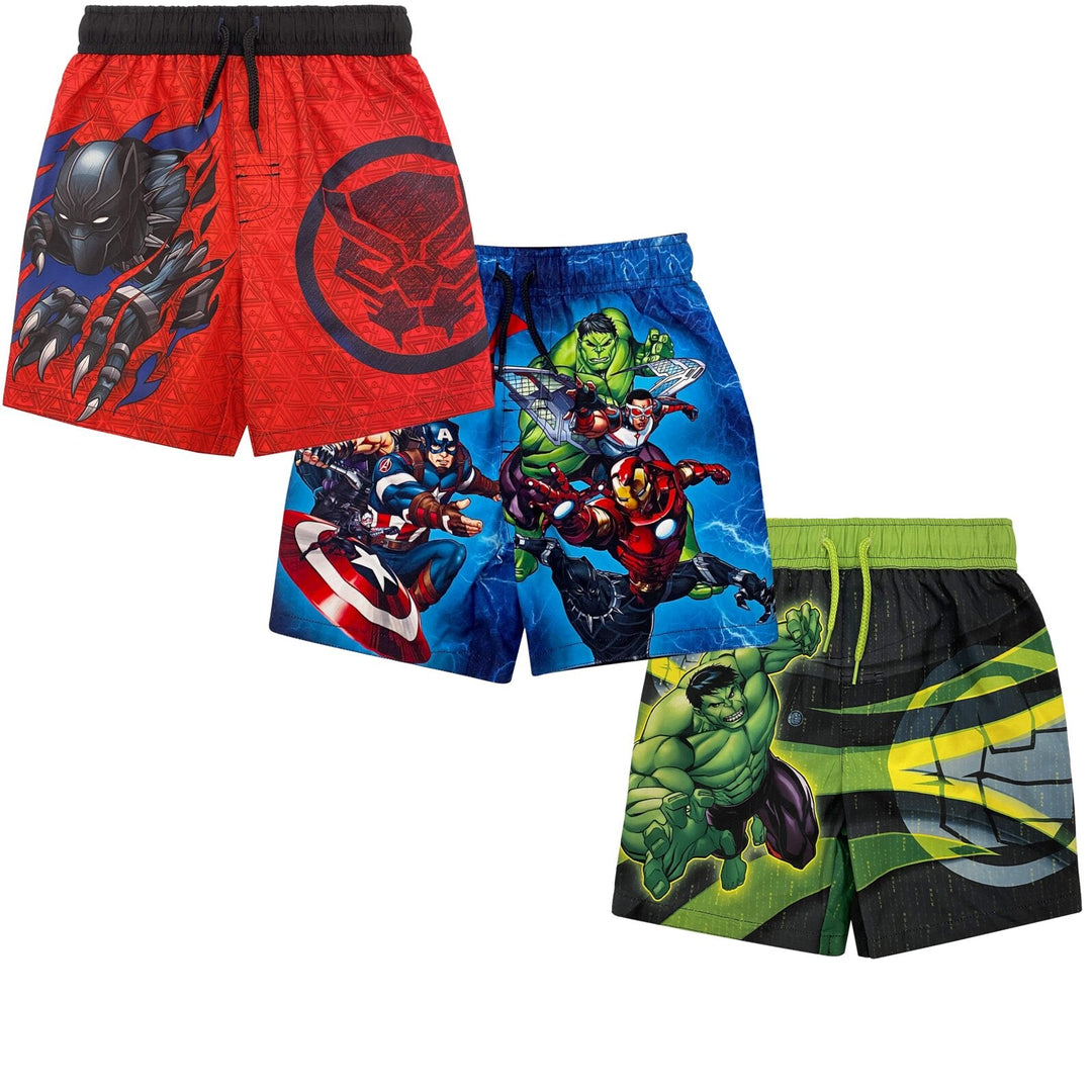 Marvel Avengers 3 Pack UPF 50+ Swim Trunks Bathing Suits - imagikids