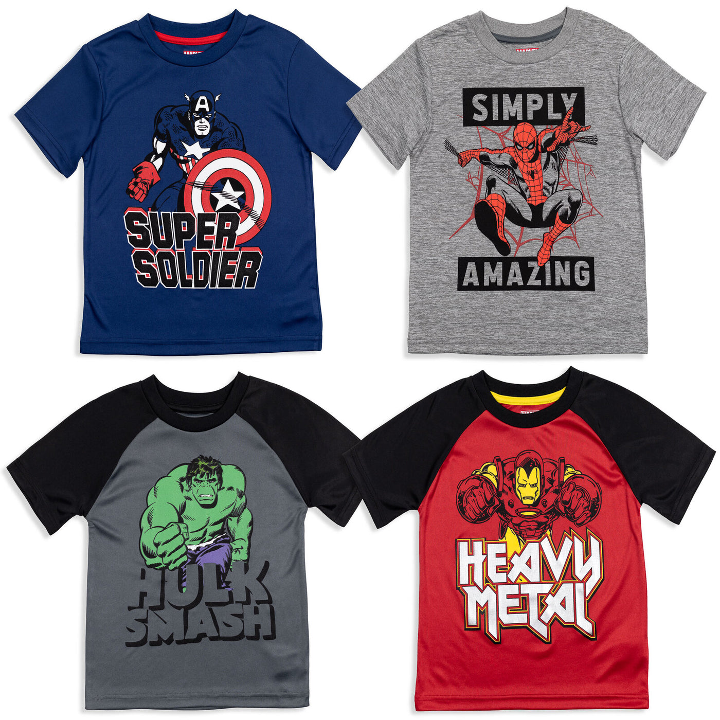Marvel Avengers 4 Pack Athletic T-Shirts