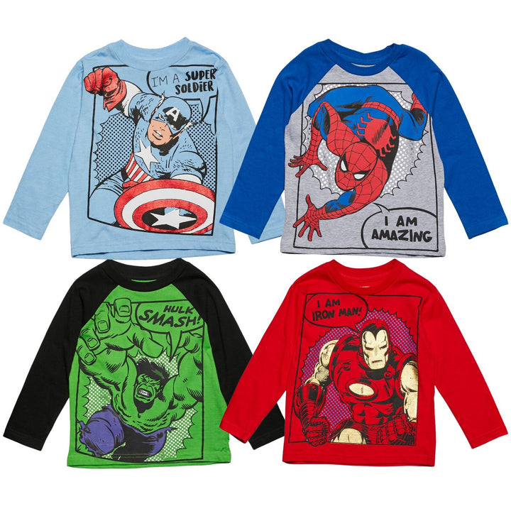 Pack de 4 camisetas gráficas de manga larga de Los Vengadores de Marvel