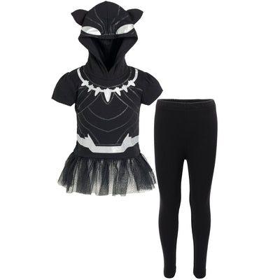 Marvel Avengers Black Panther Cosplay T-Shirt Dress and Leggings Outfit Set - imagikids