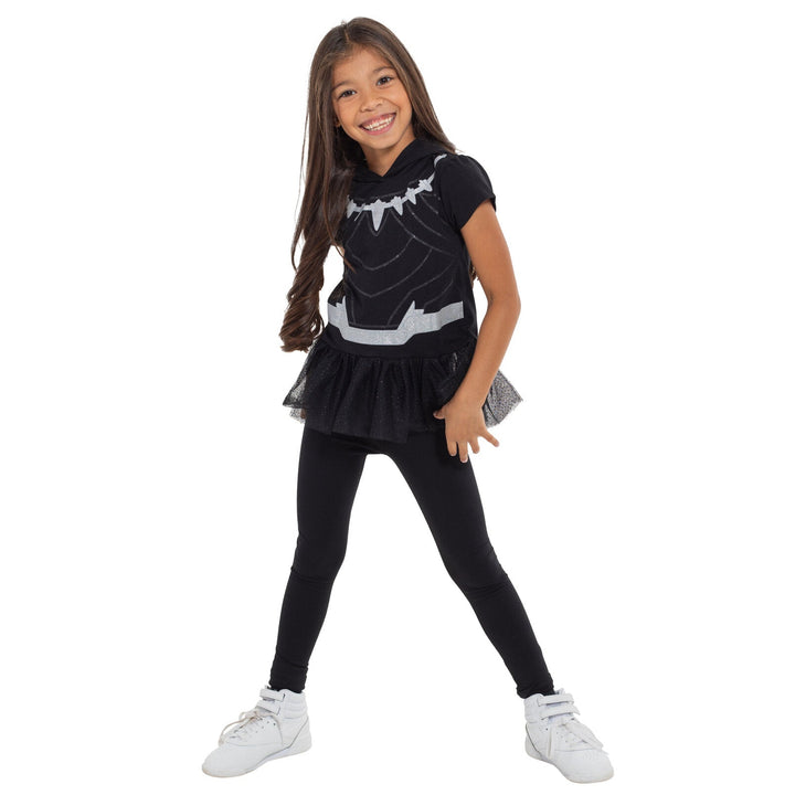 Marvel Avengers Black Panther Cosplay T-Shirt Dress and Leggings Outfit Set - imagikids