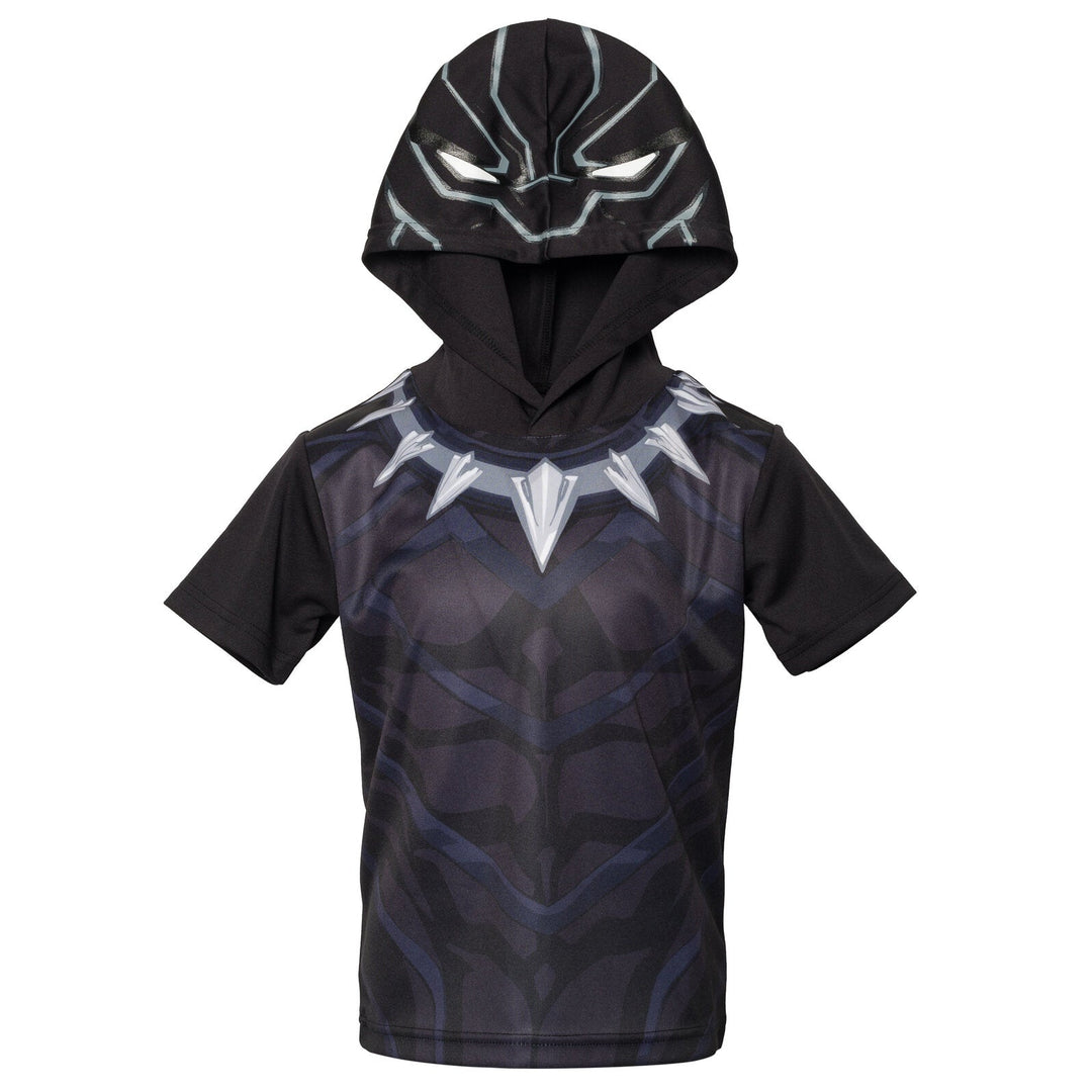 Marvel Avengers Black Panther Hooded Athletic T-Shirt Mesh Shorts Outfit Set - imagikids