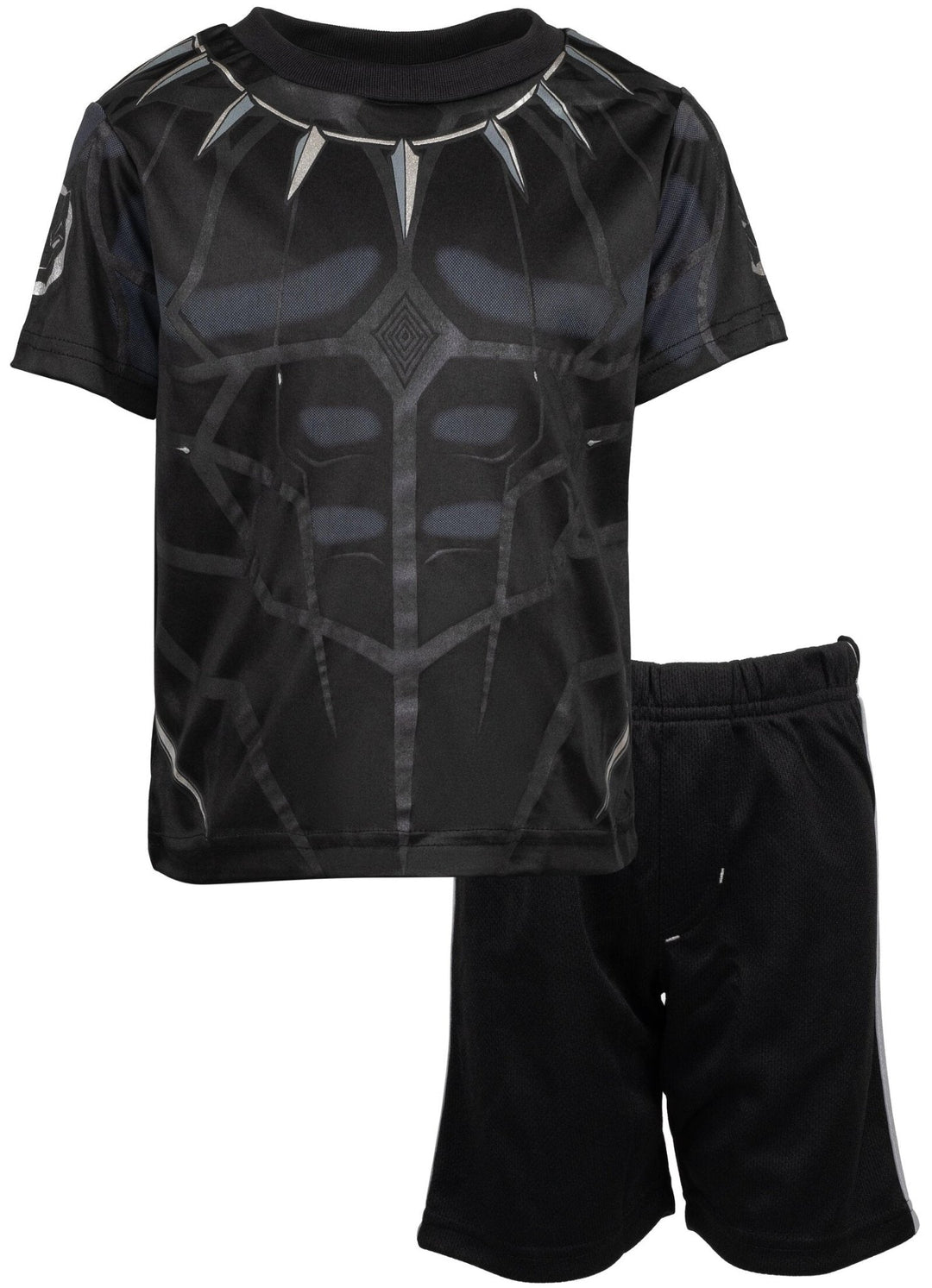 Marvel Avengers Black Panther Metallic Print Athletic T-Shirt and Shorts Outfit Set - imagikids