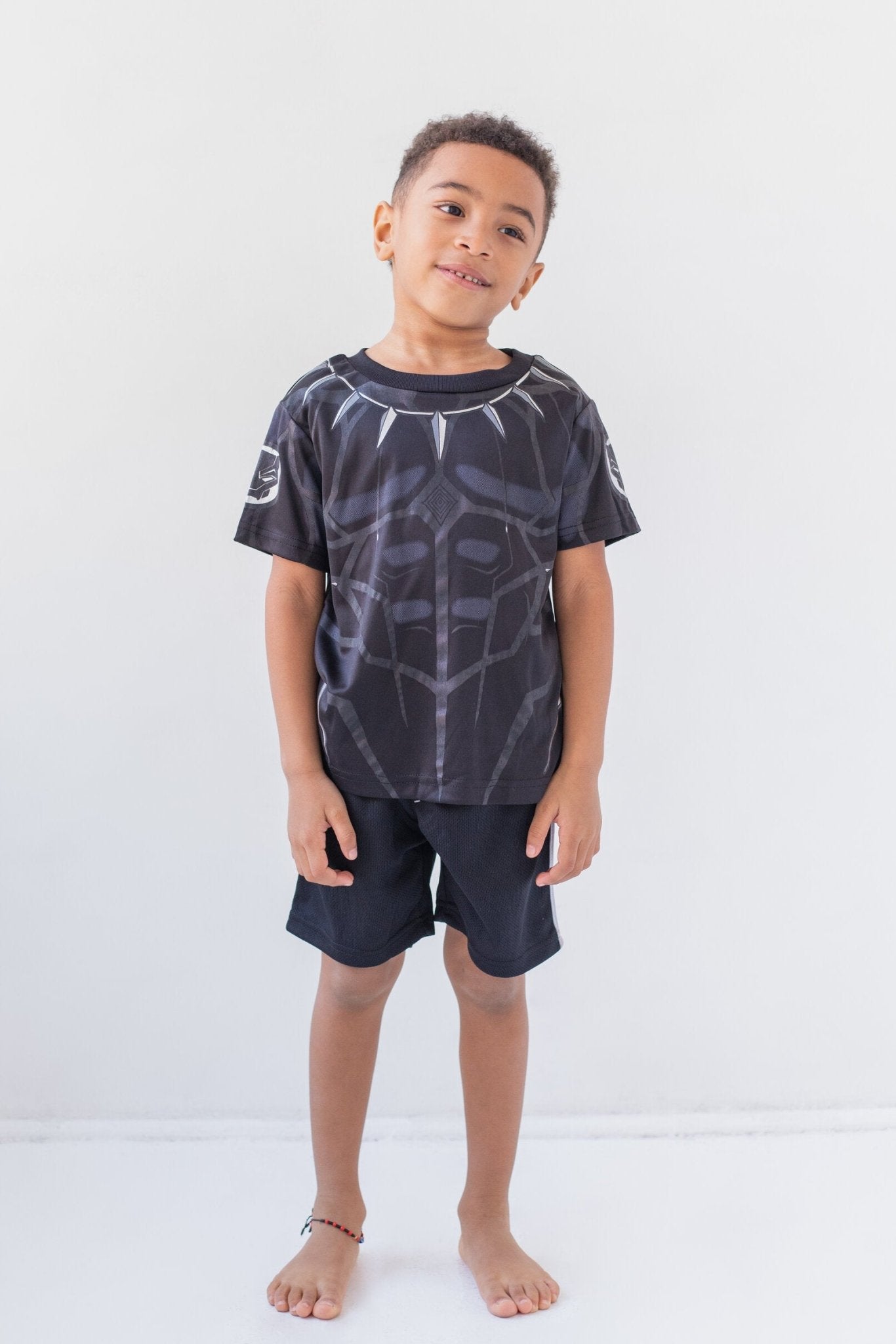 Marvel Avengers Black Panther Metallic Print Athletic T-Shirt and Shorts Outfit Set - imagikids