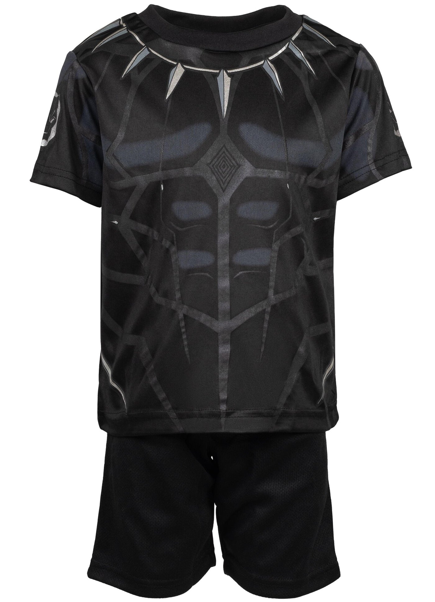 Marvel Avengers Black Panther Metallic Print Athletic T-Shirt and Shorts Outfit Set