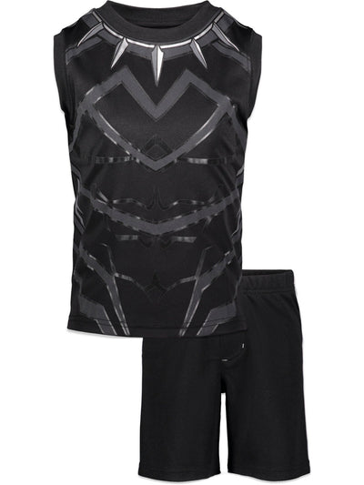 Marvel Avengers Black Panther Tank Top and Mesh Shorts Outfit Set - imagikids